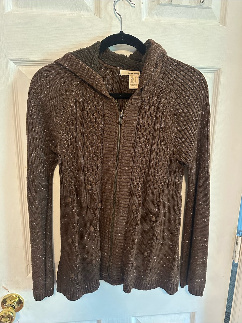 RARE Y2K DKNY Knit Sweater with Hood
